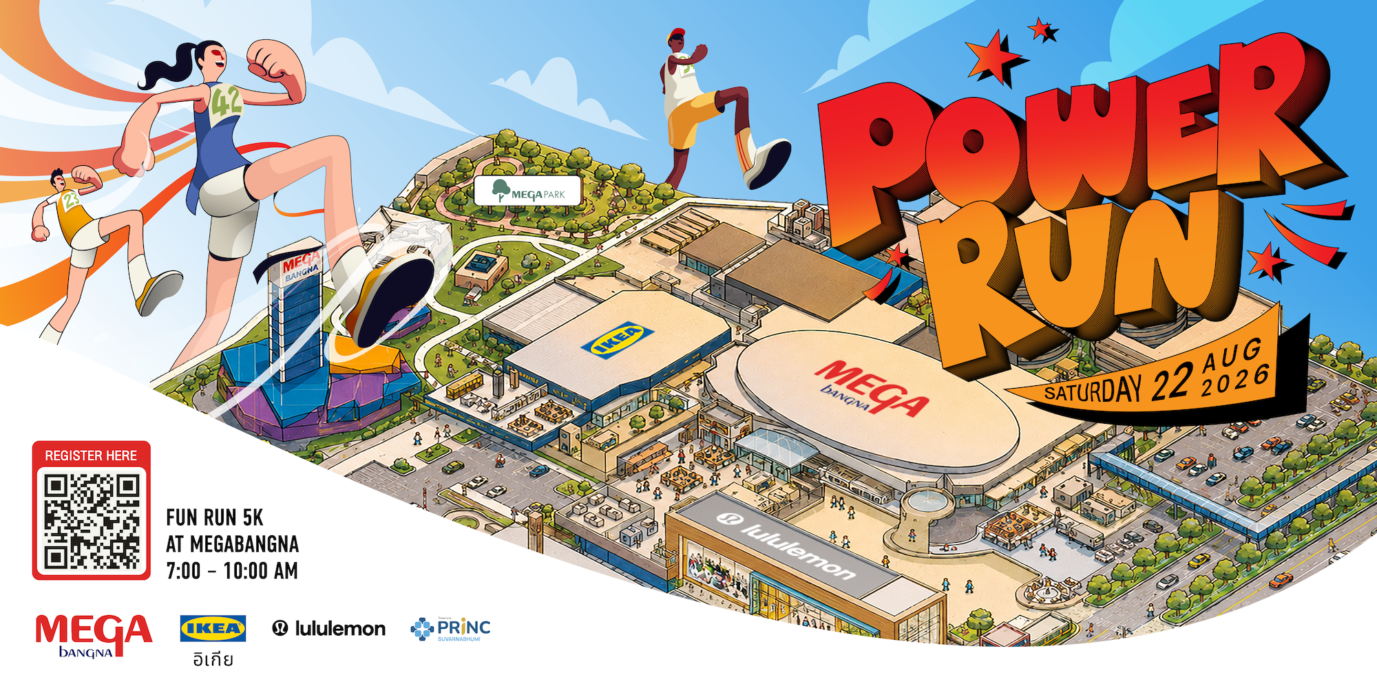 เมกาบางนา จับมือ IKEA, LULULEMON และโรงพยาบาลพริ้นซ์ สุวรรณภูมิ จัดงานวิ่ง “POWER RUN” ครั้งแรกในประเทศไทย ชวนสายแอคทีฟร่วมวิ่งสร้างสุขภาพดีไปด้วยกัน วันที่ 22 ส.ค. 69 ที่เมกาบางนา