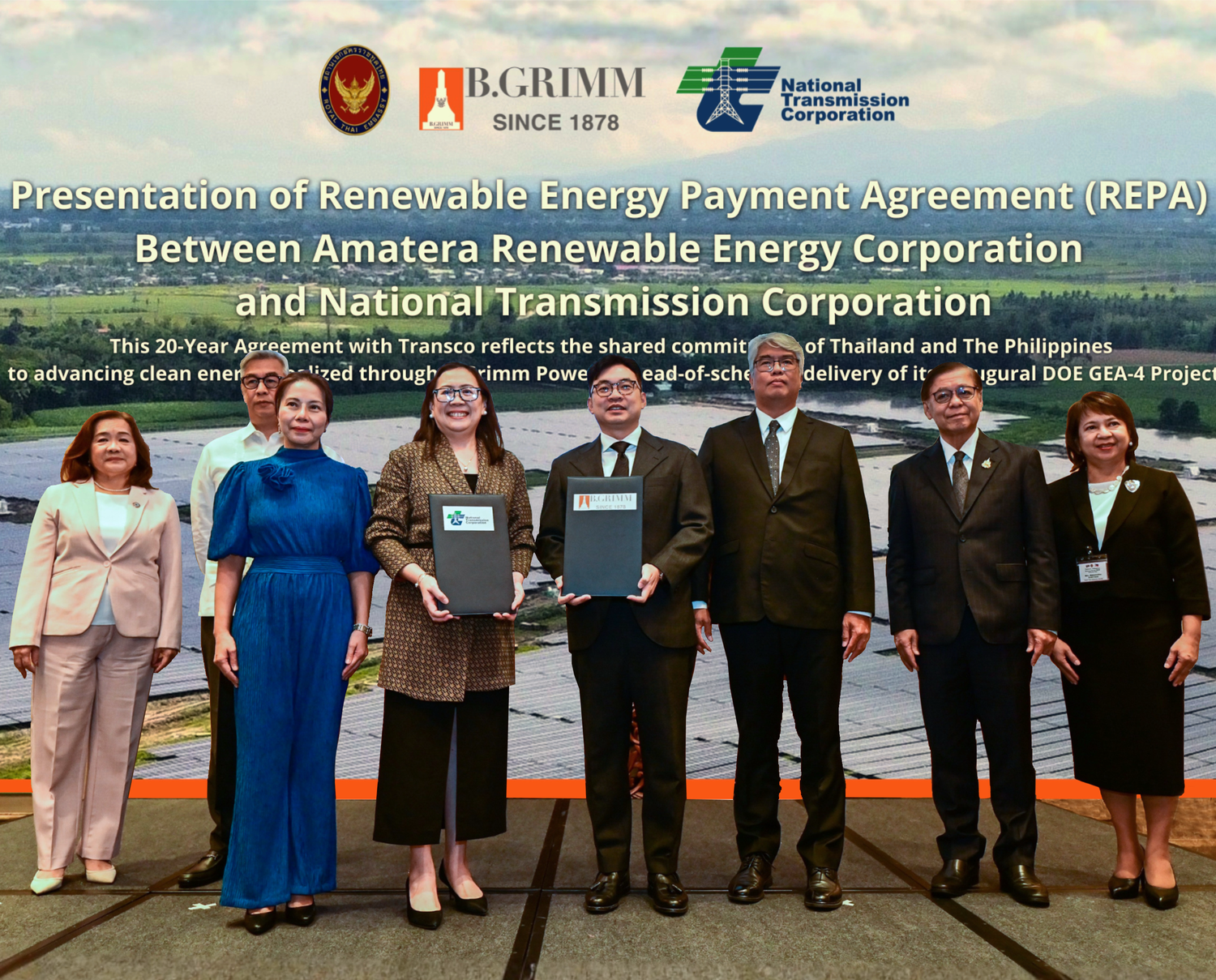 ARECO บริษัทย่อย บี.กริม เพาเวอร์ ผนึก TransCo ในฟิลิปปินส์ ลงนามสัญญาซื้อขายไฟฟ้าพลังงานแสงอาทิตย์ขนาด 50 เมกะวัตต์ ภายใต้โครงการ GEA-4 เดินหน้าขยายการลงทุนพลังงานสะอาด